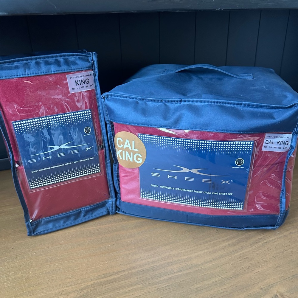 SHEEX RED Cal King Sheet Set -NWT
With extra pack of 2 king pillowcases